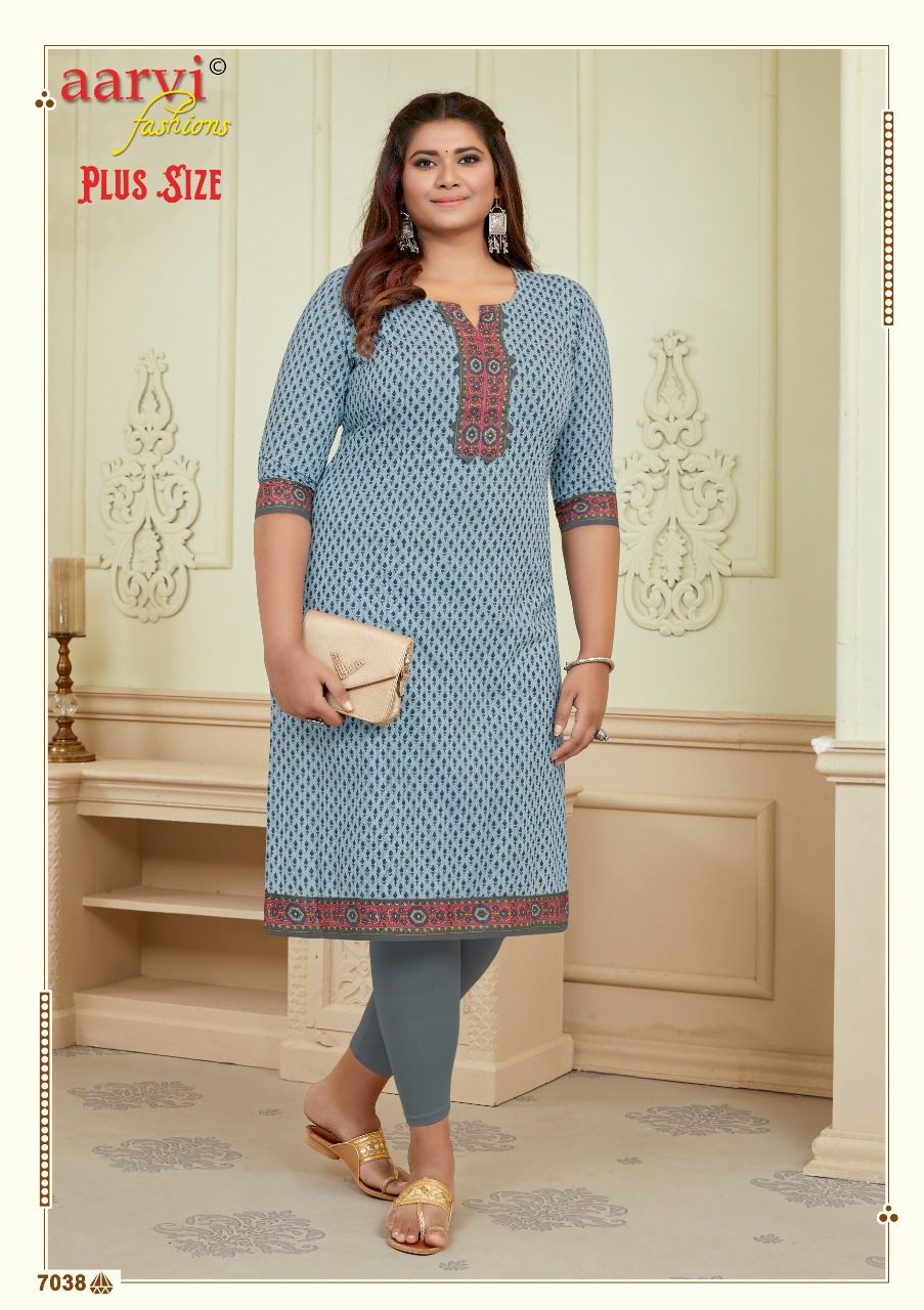 Aarvi Plus Size Vol 2 Regular Wear Wholesale Printed Kurtis
